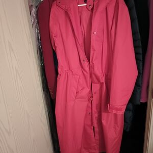 Women's Red Hooded Raincoat